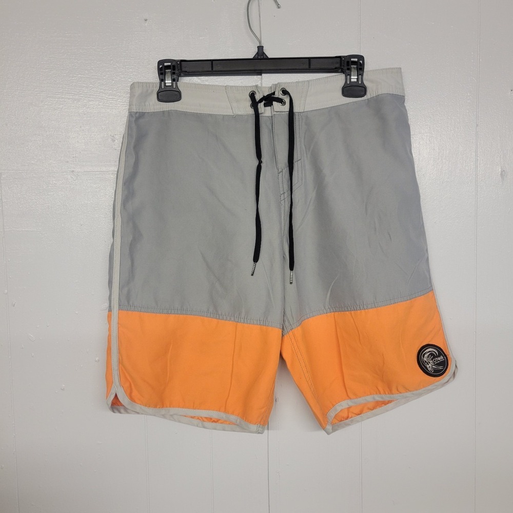O'Neill Size 31/ 10 Board Shorts Men Lightweight Gray/Orange Surfer Skater Sport